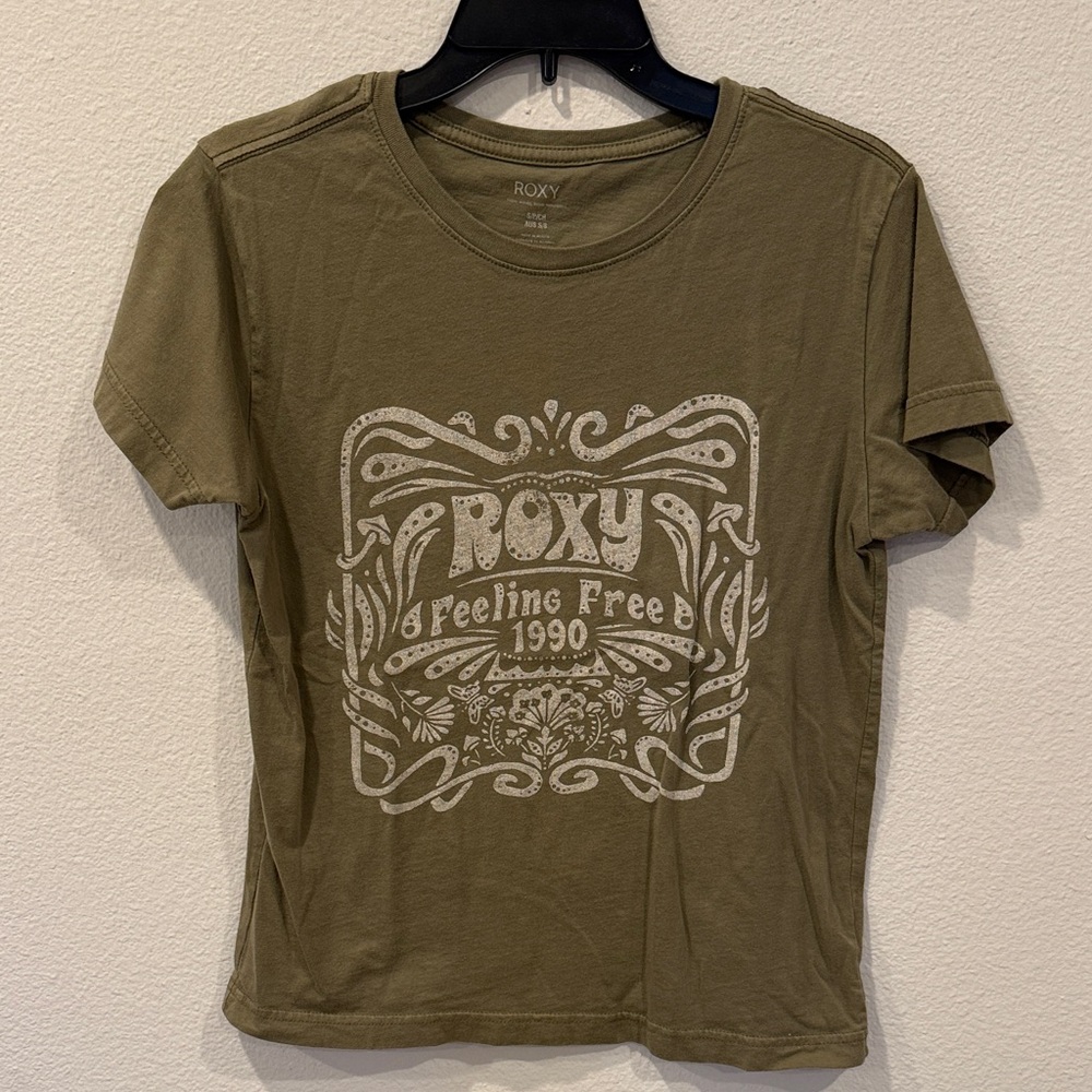 Roxy Khaki Graphic Short Sleeve Tee